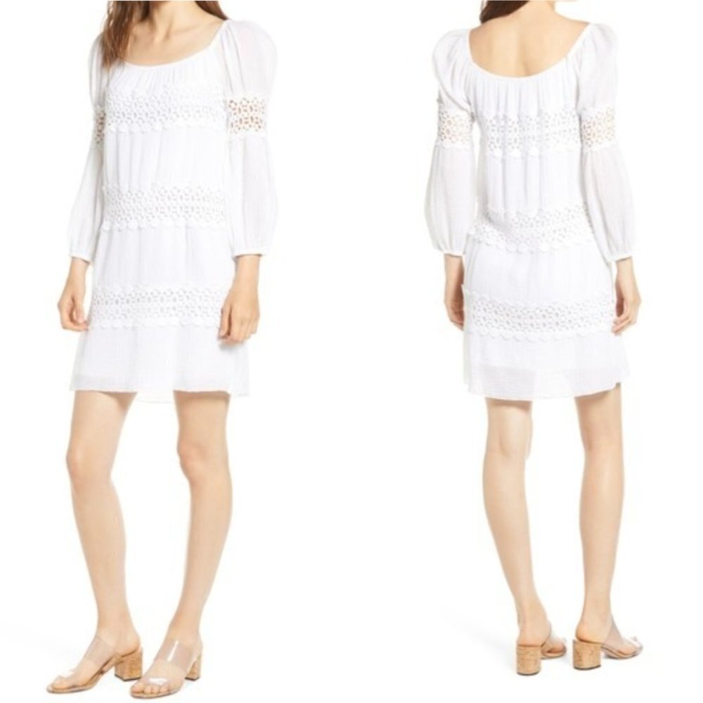 Bailey / 44 Mykonos white scoop neck eyelet detail dress new with tags szM